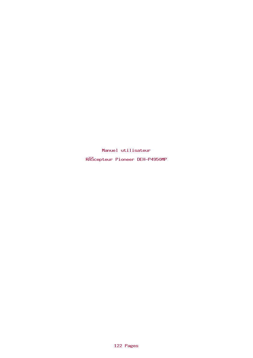 Page 1 de la notice Manuel utilisateur Pioneer DEH-P4950MP