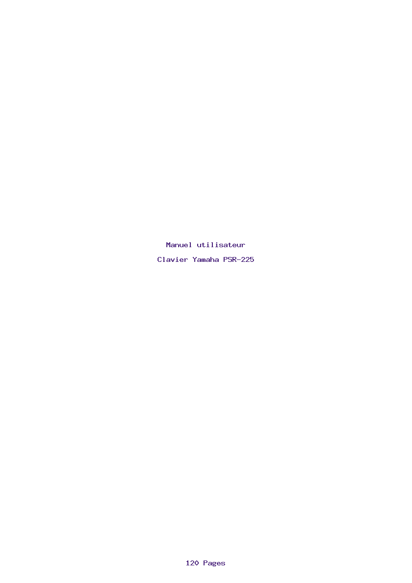 Page 1 de la notice Manuel utilisateur Yamaha PSR-225
