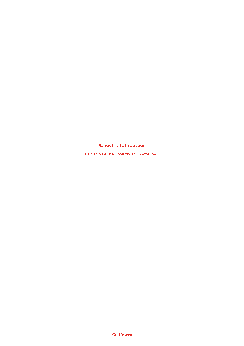 Page 1 de la notice Manuel utilisateur Bosch PIL875L24E