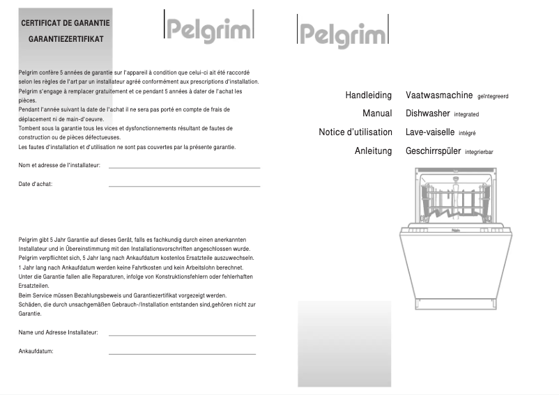 Page 1 de la notice Manuel utilisateur Pelgrim GVW845