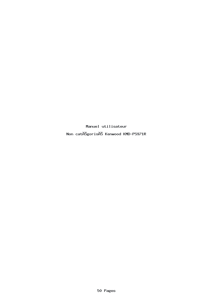 Page 1 de la notice Manuel utilisateur Kenwood KMD-PS971R