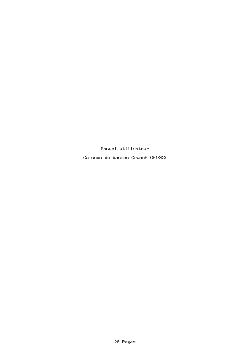 Page 1 de la notice Manuel utilisateur Crunch GP1000