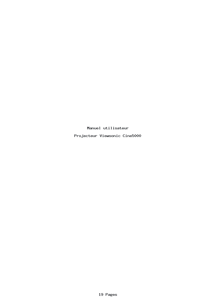 Page 1 de la notice Manuel utilisateur Viewsonic Cine5000