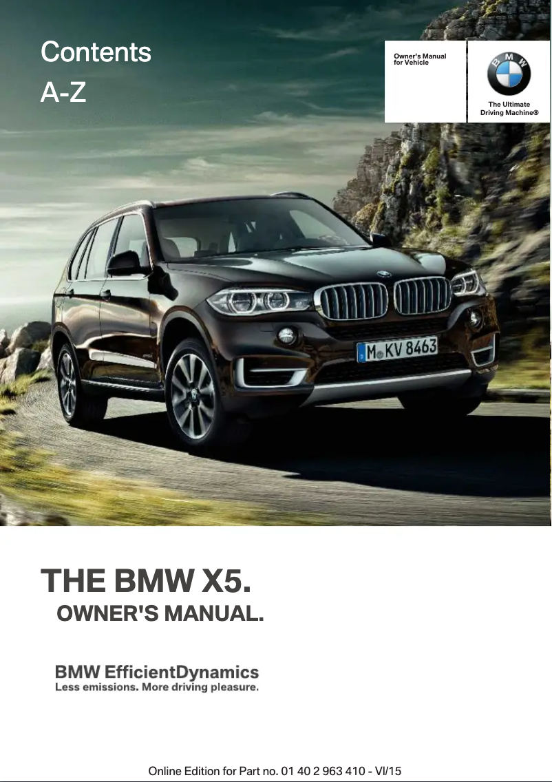 Page 1 de la notice Manuel utilisateur BMW X5 (2016)