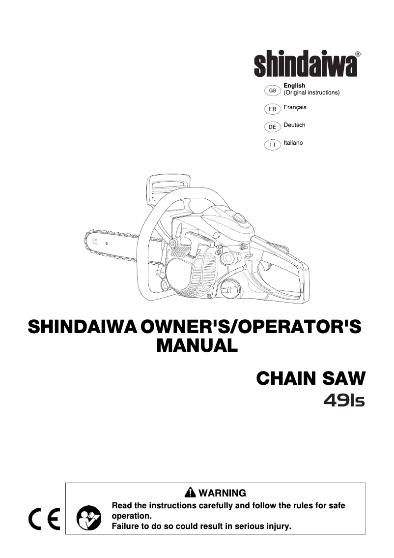 Page 1 de la notice Manuel utilisateur Shindaiwa 491S