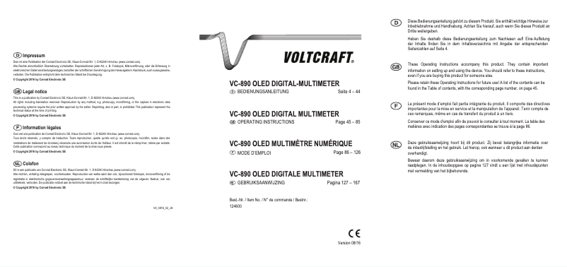 Page 1 de la notice Manuel utilisateur Voltcraft VC890