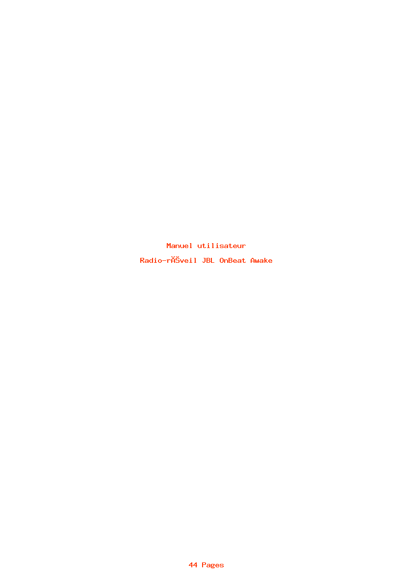 Page 1 de la notice Manuel utilisateur JBL OnBeat Awake
