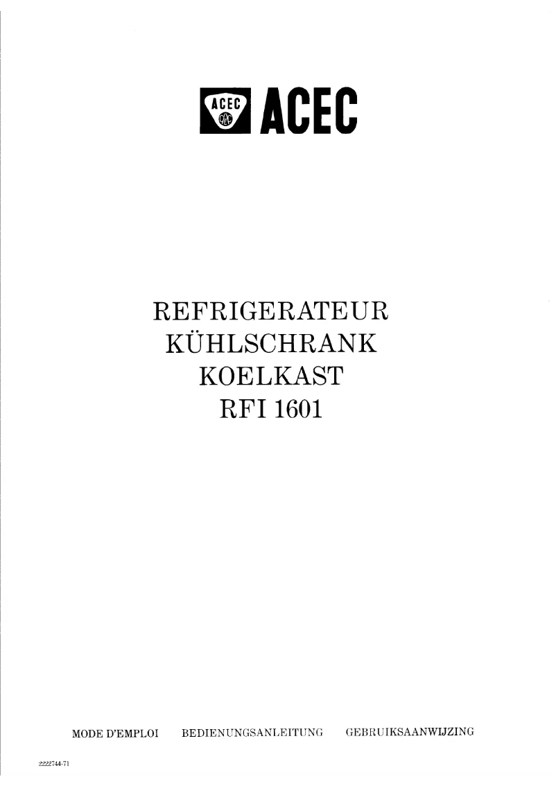Page 1 de la notice Manuel utilisateur Acec RFI 1601