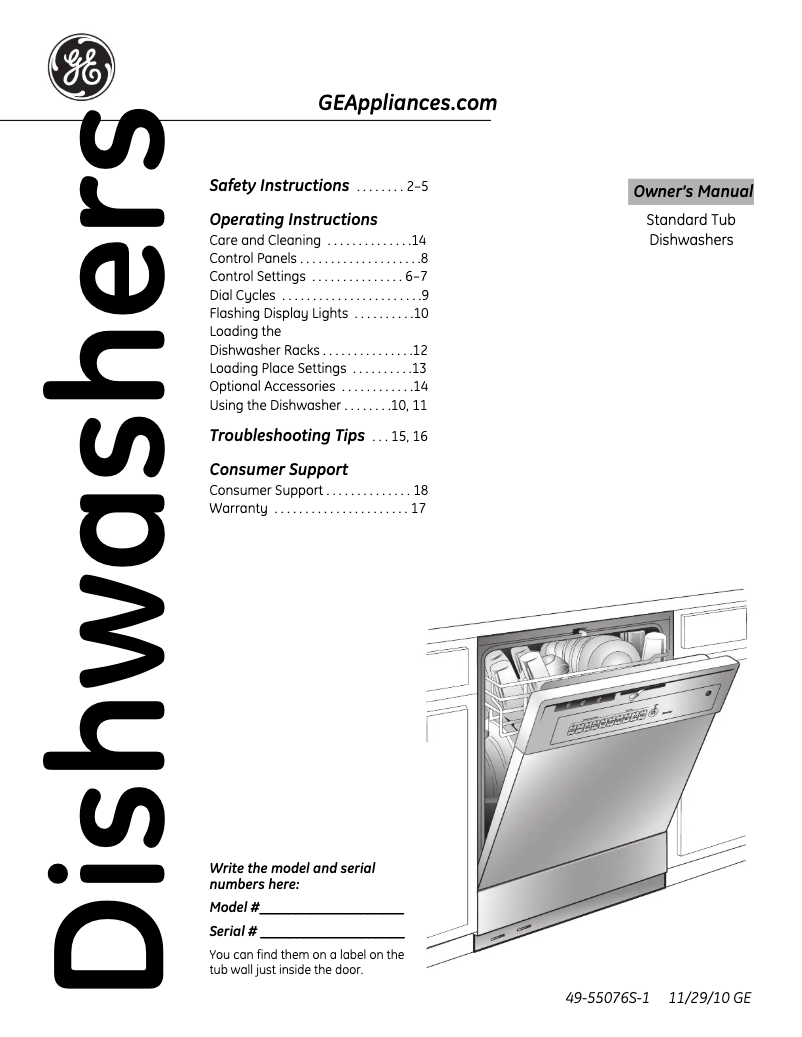 Page n°1 - Manuel d'utilisation et d'entretien GE GSD3300VWW