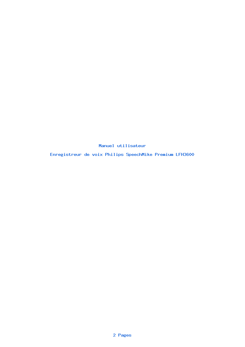 Page 1 de la notice Manuel utilisateur Philips SpeechMike Premium LFH3600