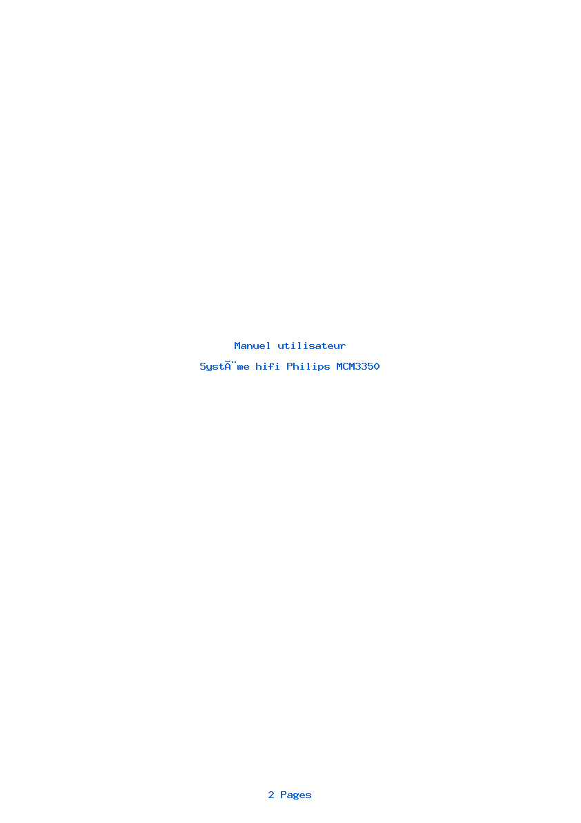 Page 1 de la notice Manuel utilisateur Philips MCM3350