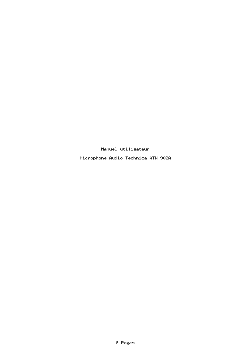 Page 1 de la notice Manuel utilisateur Audio-Technica ATW-902A