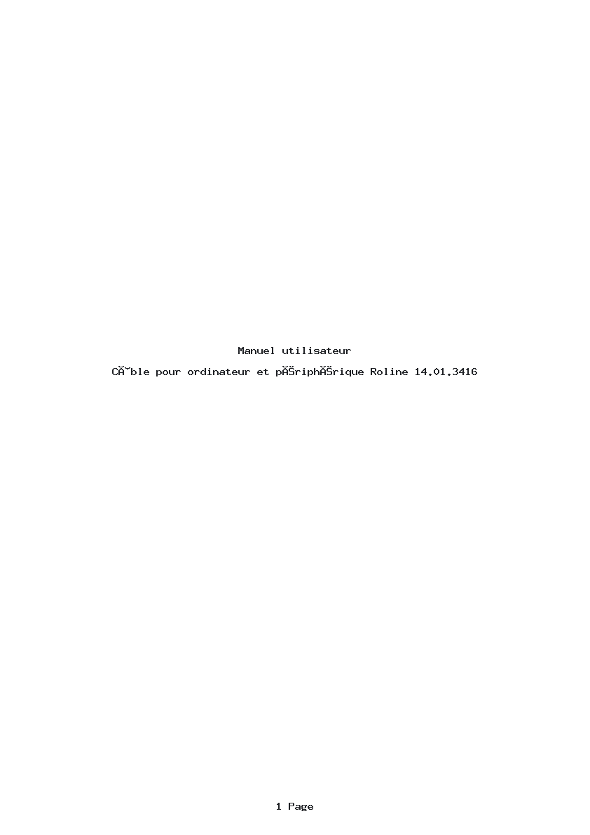 Page 1 de la notice Manuel utilisateur Roline 14.01.3416