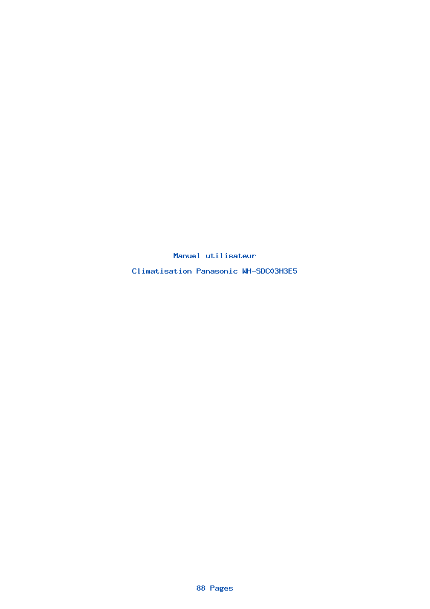 Page 1 de la notice Manuel utilisateur Panasonic WH-SDC03H3E5