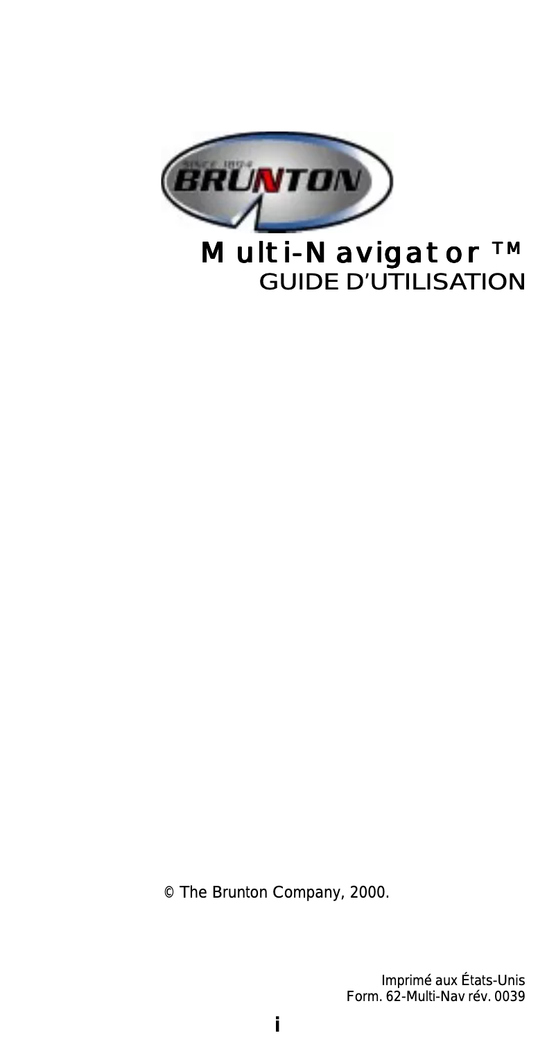 Page 1 de la notice Manuel utilisateur Brunton MultiNavigator