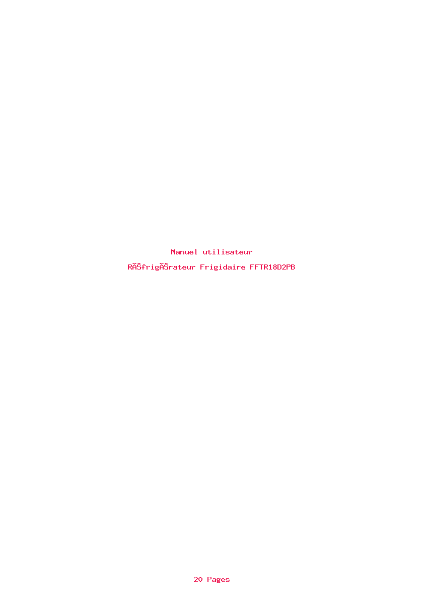 Page 1 de la notice Manuel utilisateur Frigidaire FFTR18D2PB