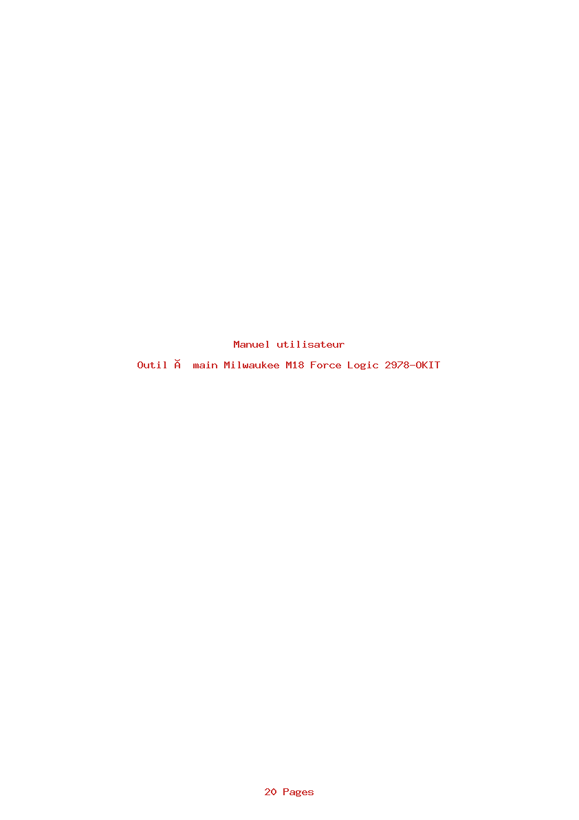 Page 1 de la notice Manuel utilisateur Milwaukee M18 Force Logic 2978-OKIT