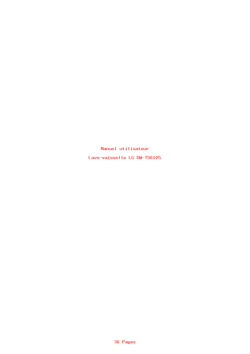 Page 1 de la notice Manuel utilisateur LG DW-TS610S