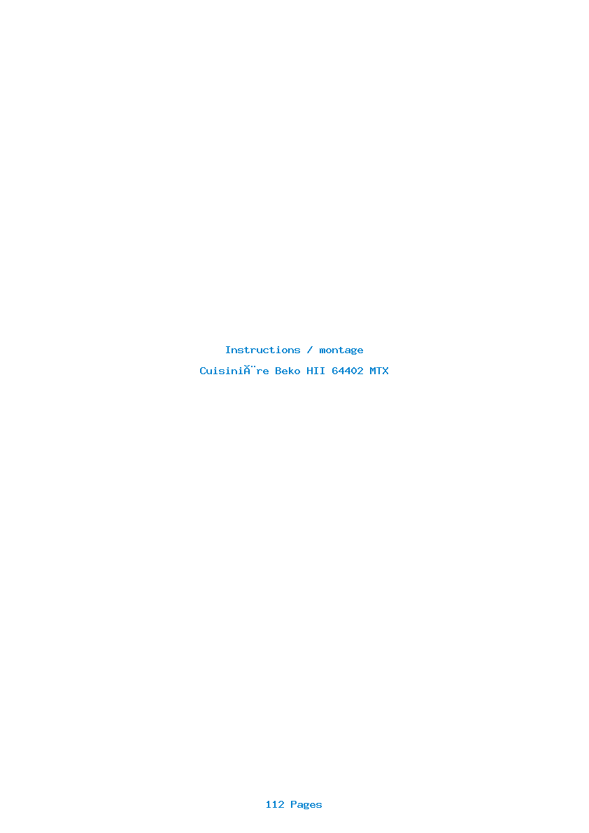 Page 1 de la notice Instructions / montage Beko HII 64402 MTX