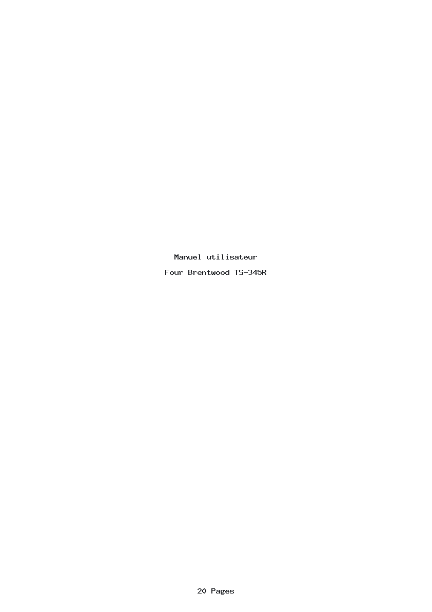 Page 1 de la notice Manuel utilisateur Brentwood TS-345R