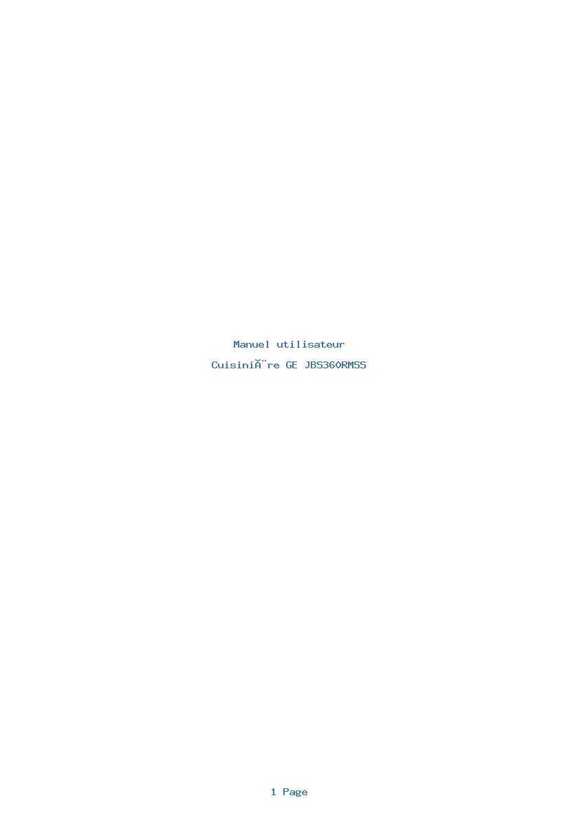 Page 1 de la notice Manuel utilisateur GE JBS360RMSS