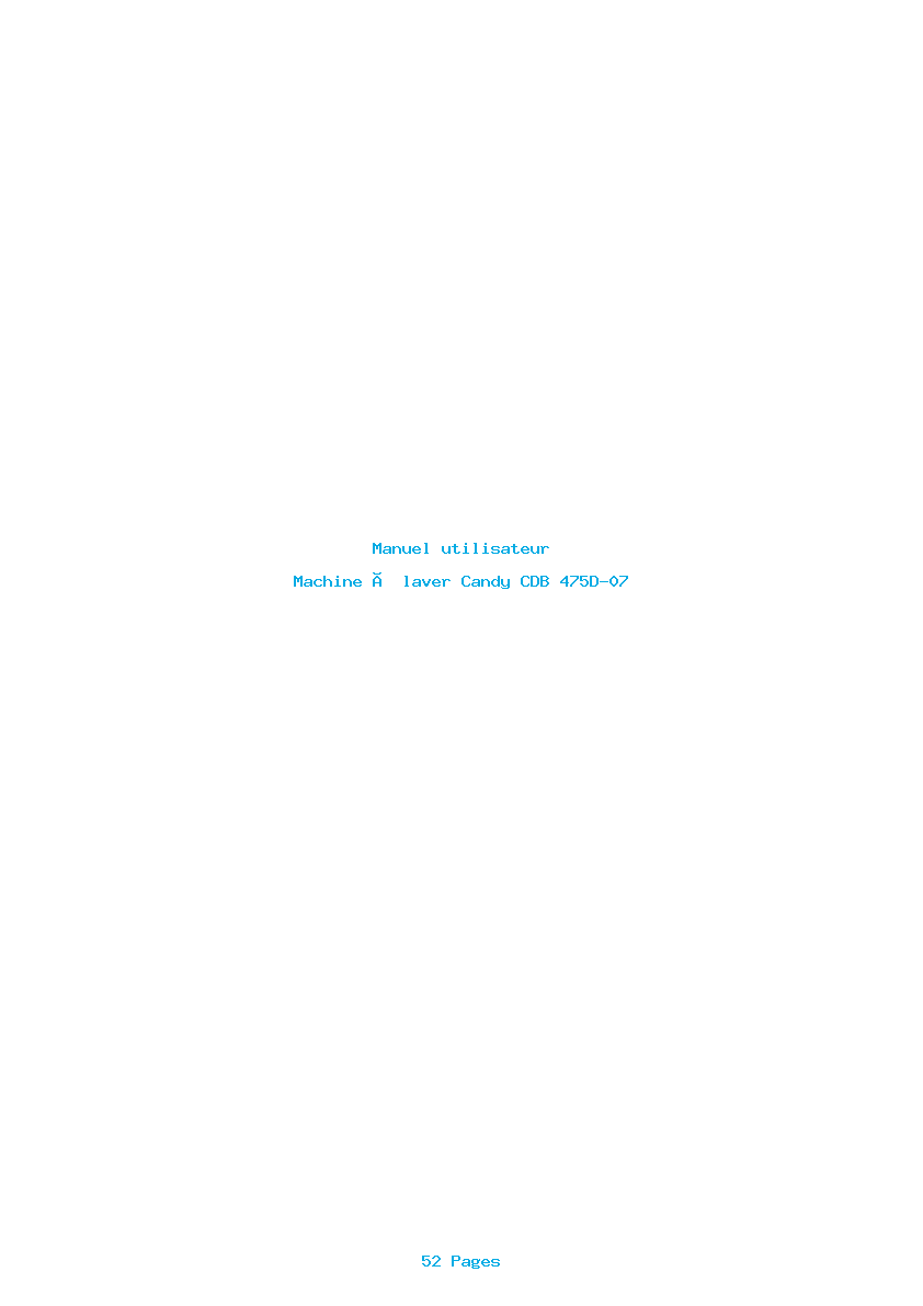 Page 1 de la notice Manuel utilisateur Candy CDB 475D-07