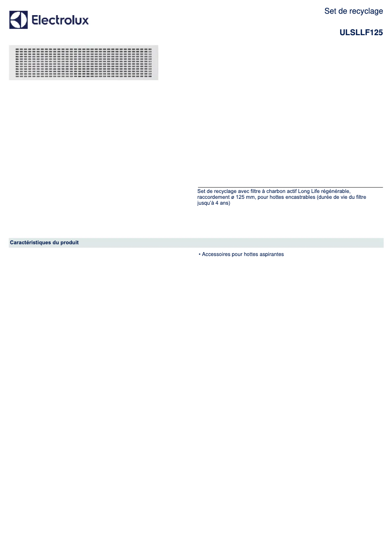 Página 1 del manual Ficha técnica AEG ULSLLF125