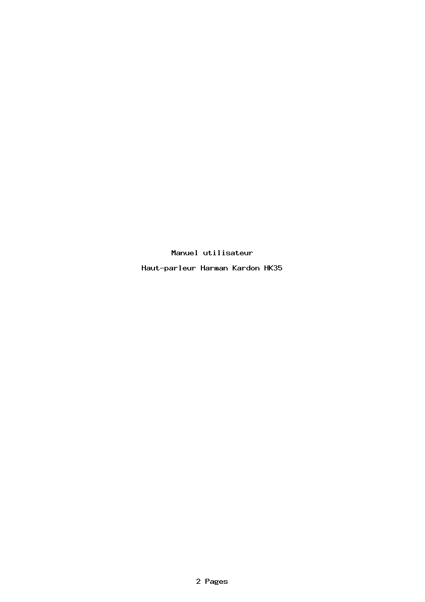 Page 1 de la notice Manuel utilisateur Harman Kardon HK35