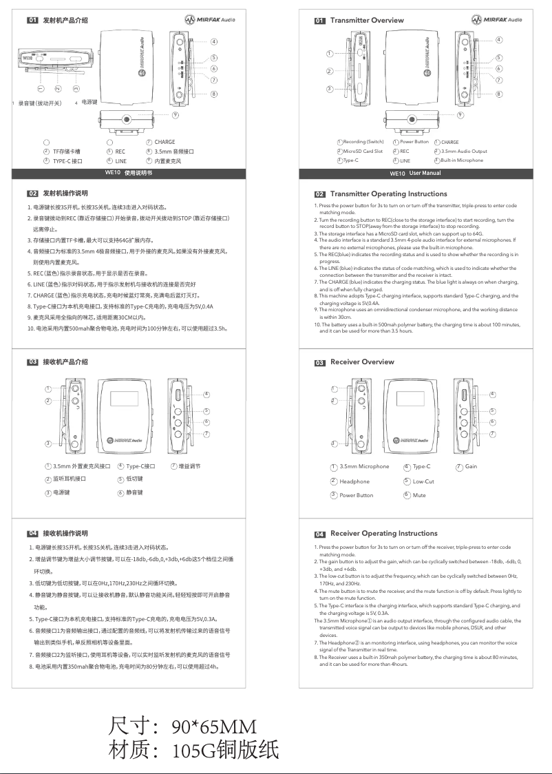 Page 1 de la notice Manuel utilisateur Moza WE10