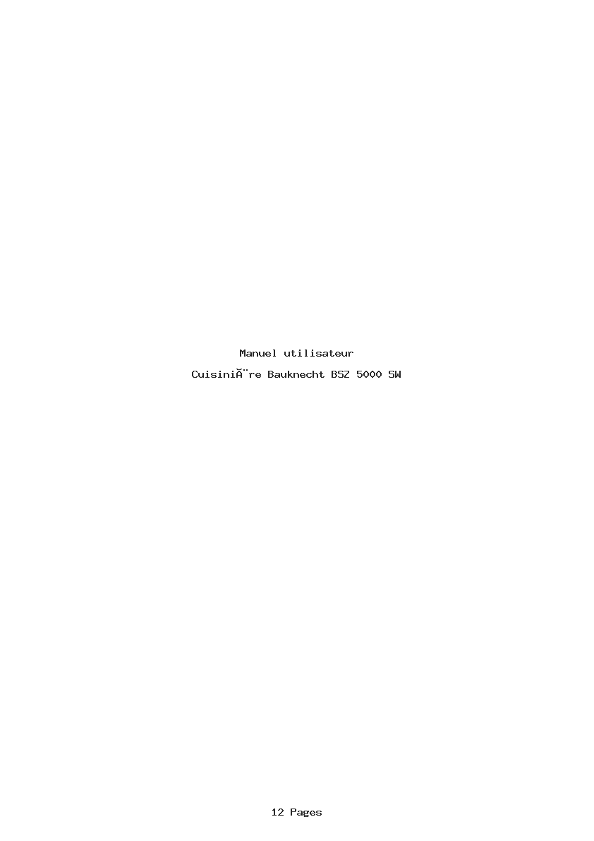 Page 1 de la notice Manuel utilisateur Bauknecht BSZ 5000 SW