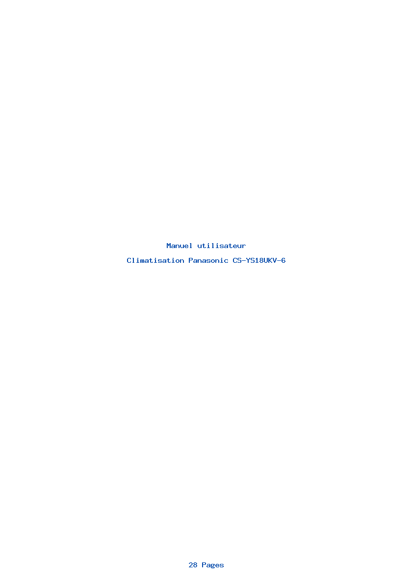 Page 1 de la notice Manuel utilisateur Panasonic CS-YS18UKV-6