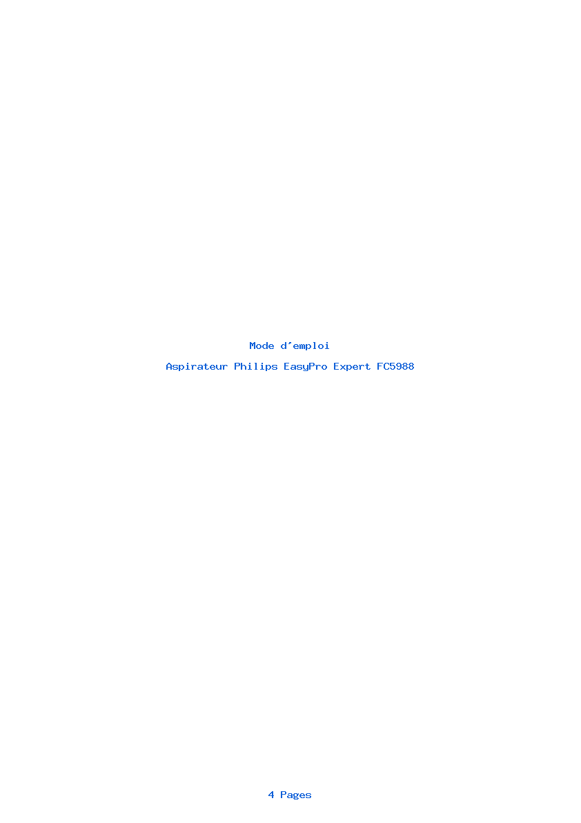 Page 1 de la notice Mode d'emploi Philips EasyPro Expert FC5988