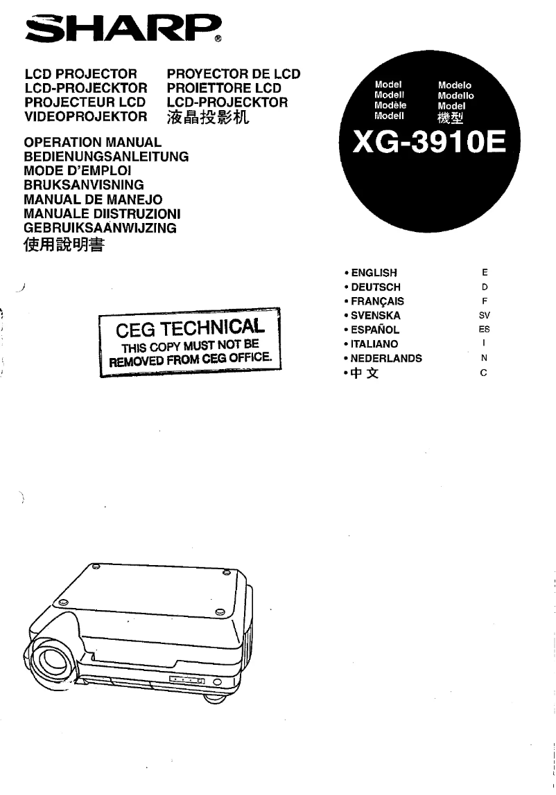 Page 1 of the manual User Manual Sharp XG-3910E