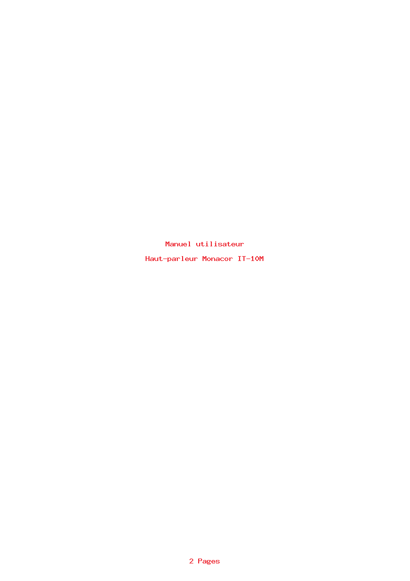 Page 1 de la notice Manuel utilisateur Monacor IT-10M