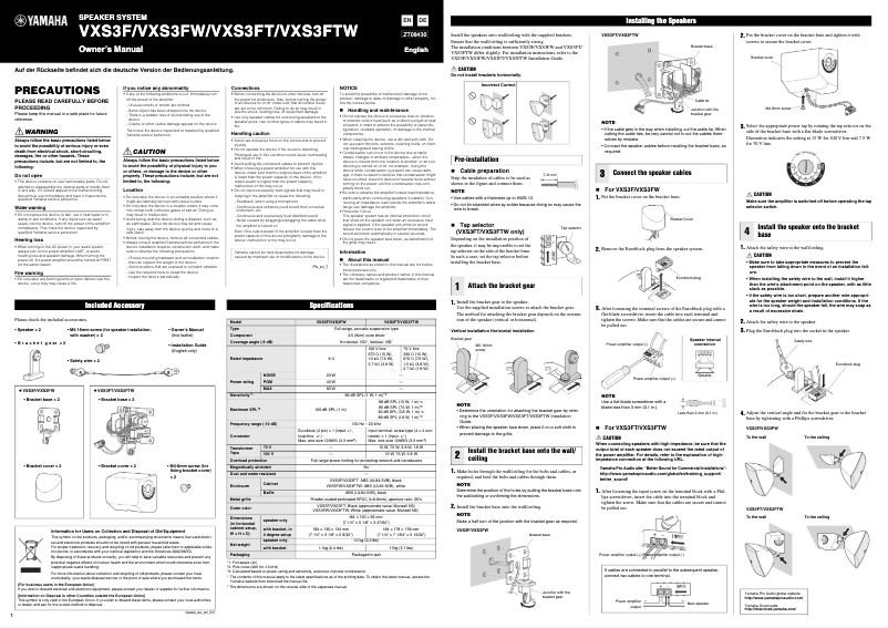 Page 1 de la notice Manuel utilisateur Yamaha VXS3FTW