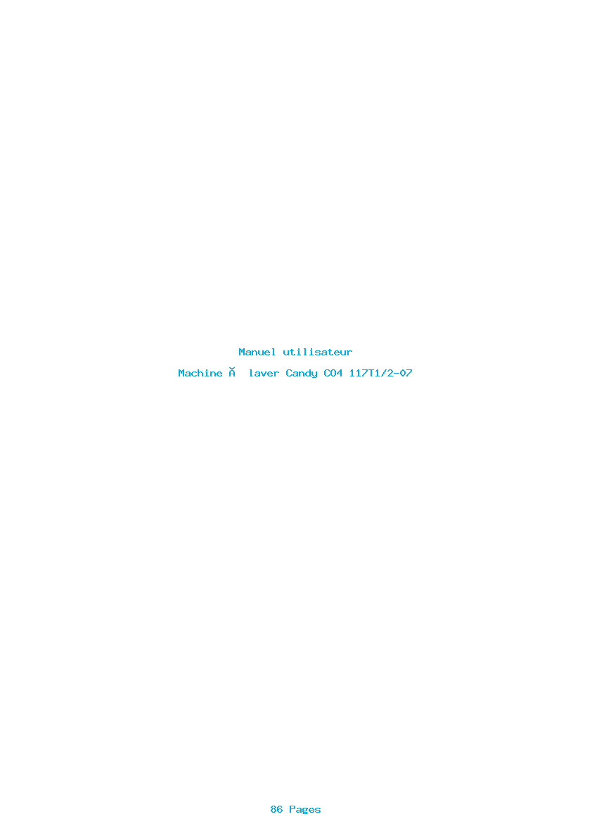 Page 1 de la notice Manuel utilisateur Candy CO4 117T1/2-07
