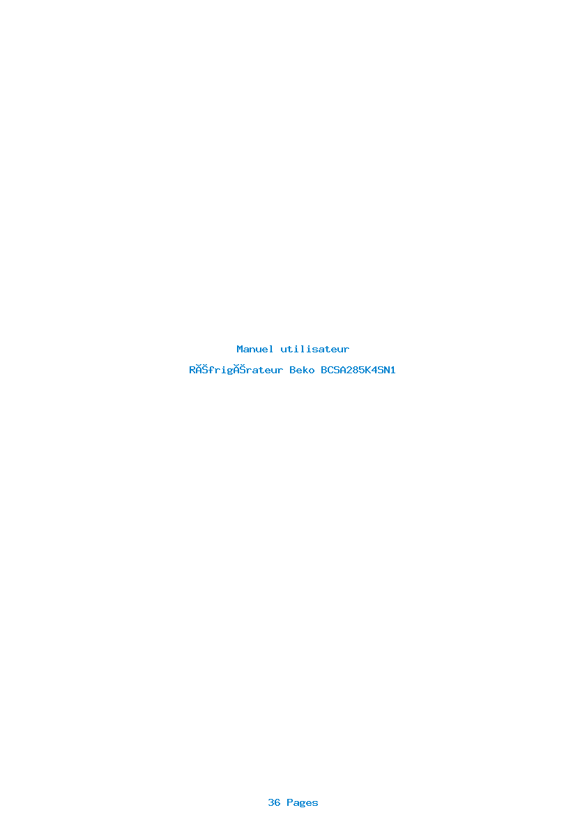 Page 1 de la notice Manuel utilisateur Beko BCSA285K4SN1