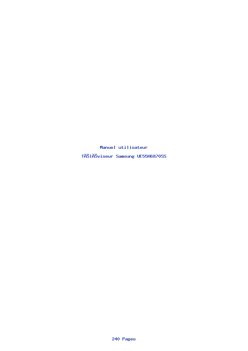 Page 1 de la notice Manuel utilisateur Samsung UE55H6870SS