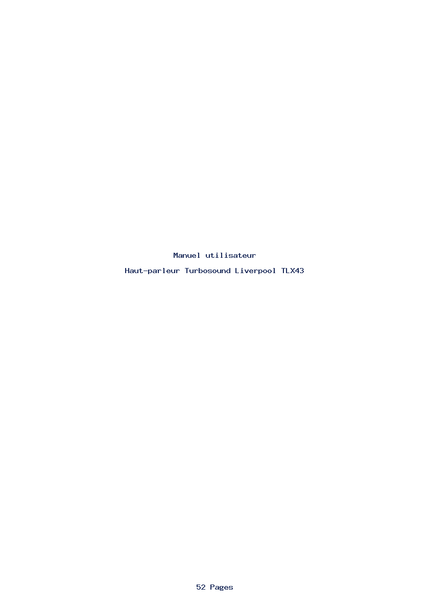 Page 1 de la notice Manuel utilisateur Turbosound Liverpool TLX43