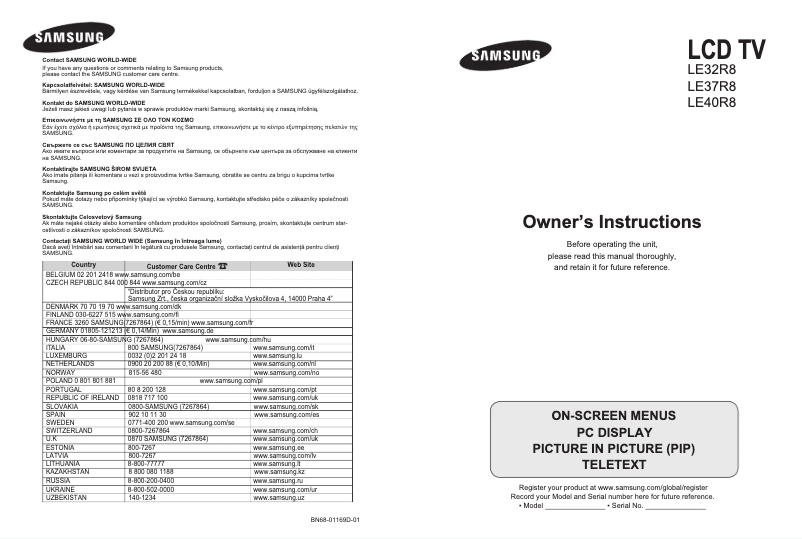 Página 1 del manual Manual de usuario Samsung LE40R87BD