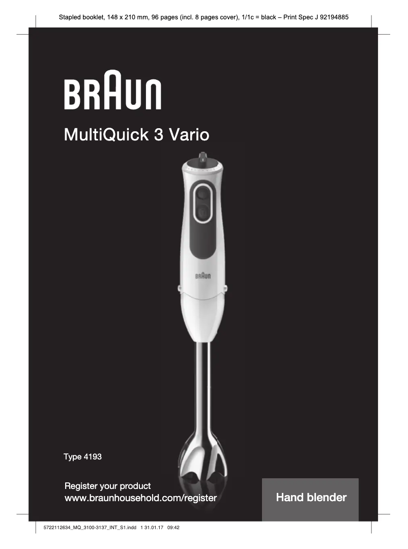 Page 1 de la notice Manuel utilisateur Braun MQ3137WH