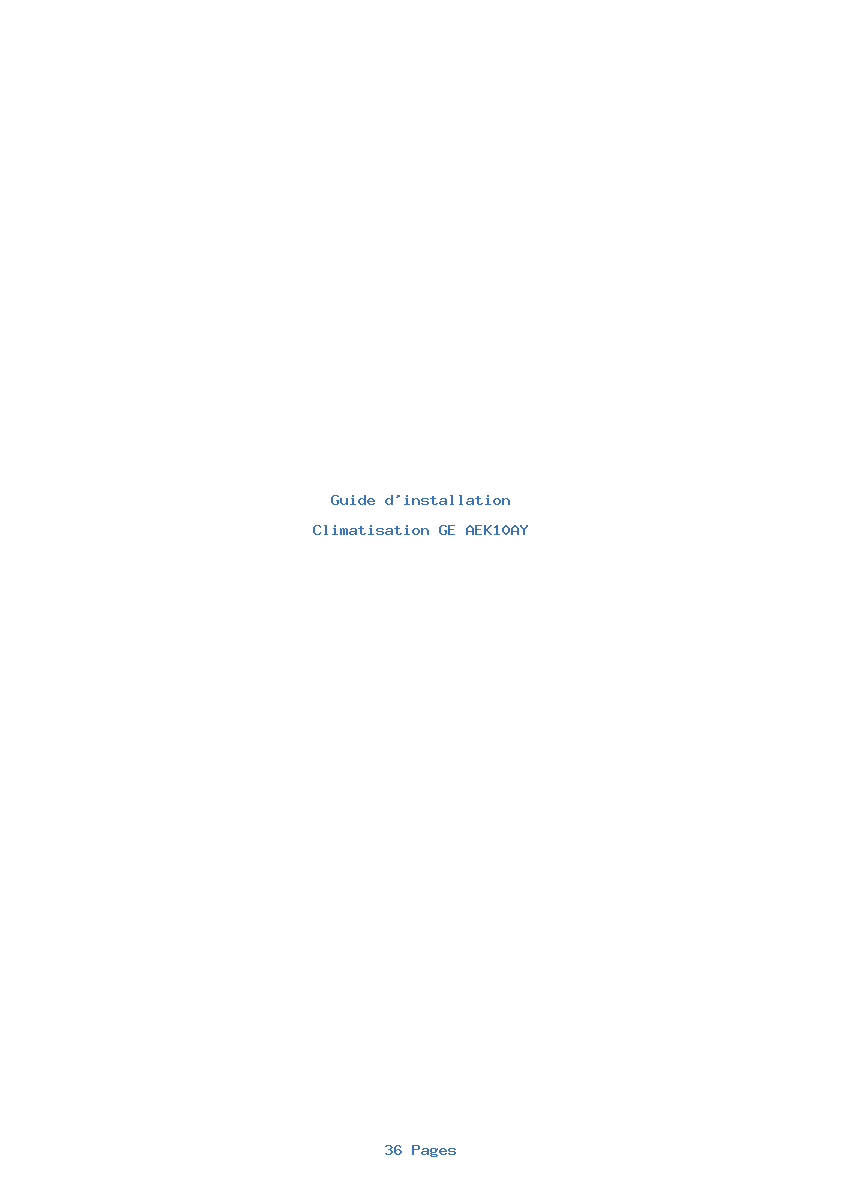 Page 1 de la notice Guide d'installation GE AEK10AY