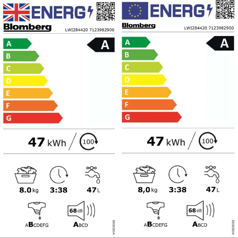 Page 1 de la notice Label énergétique Blomberg LWI284420