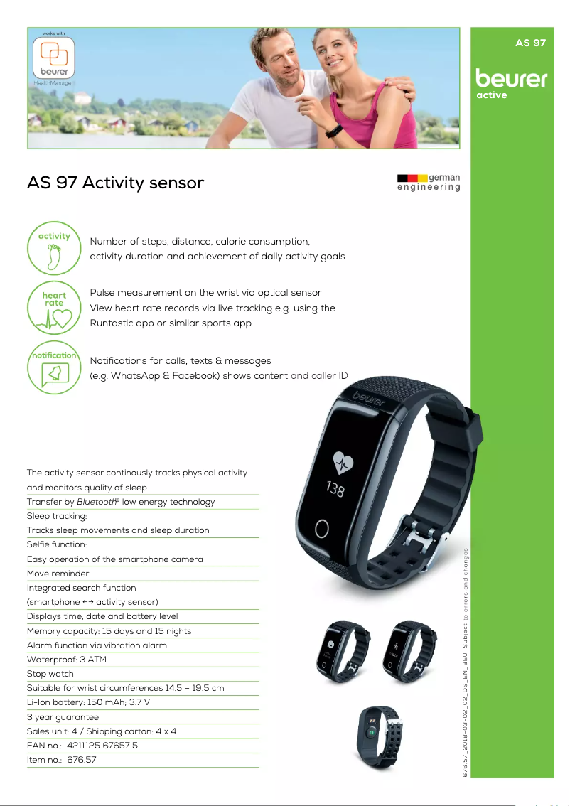 Página 1 del manual Ficha técnica Beurer AS 97