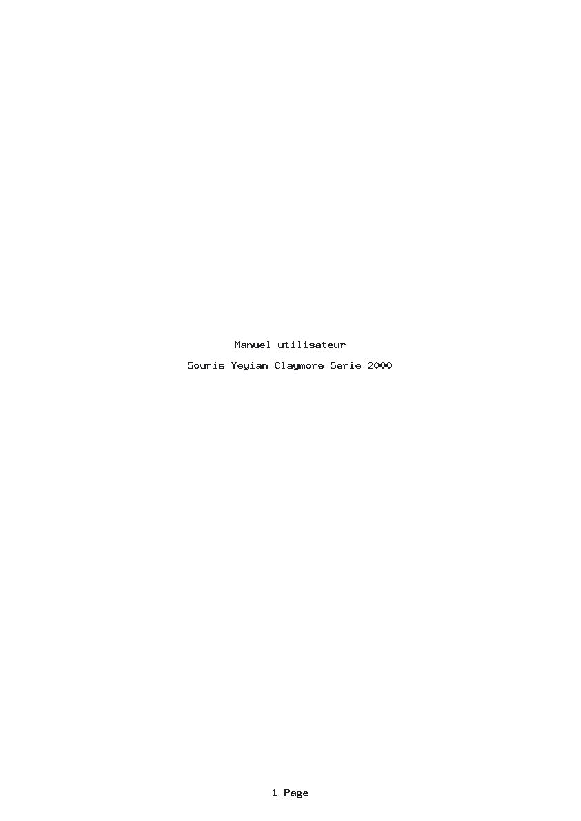 Page 1 de la notice Manuel utilisateur Yeyian Claymore Serie 2000