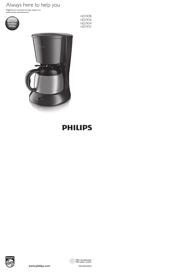 Page 1 de la notice Manuel utilisateur Philips Daily Collection HD7476