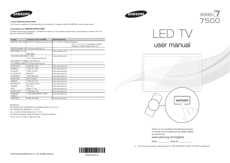 Página 1 del manual Manual de usuario Samsung UN60ES7500
