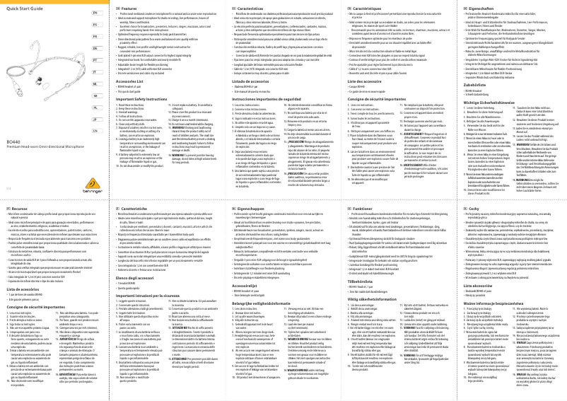 Página 1 del manual Guía de inicio rápido Behringer BO440