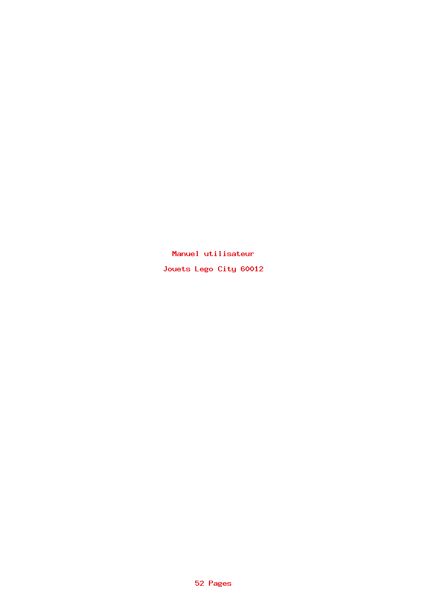 Page 1 de la notice Manuel utilisateur Lego City 60012