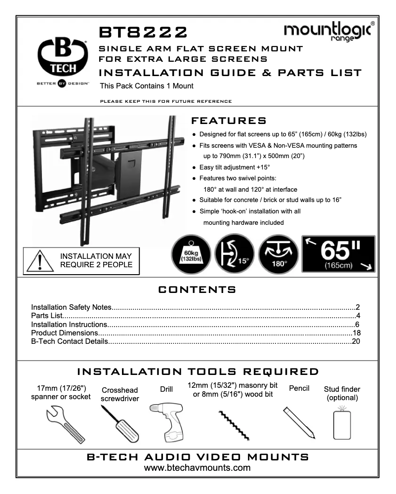 Page 1 of the manual User Manual B-Tech BT8222
